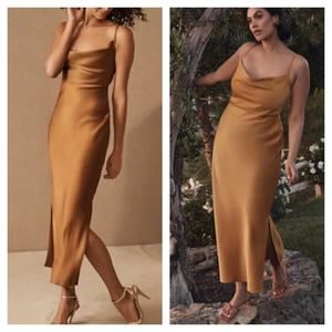 Anthropologie Gold Midi Dress